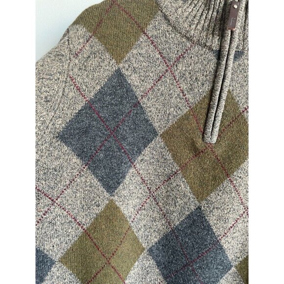 Fisherman Out Of Ireland Men's lambswool Argyle Sweater Size M gray blue 1/4 zip - Picture 6 of 14